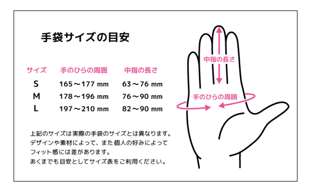 手袋サイズ表